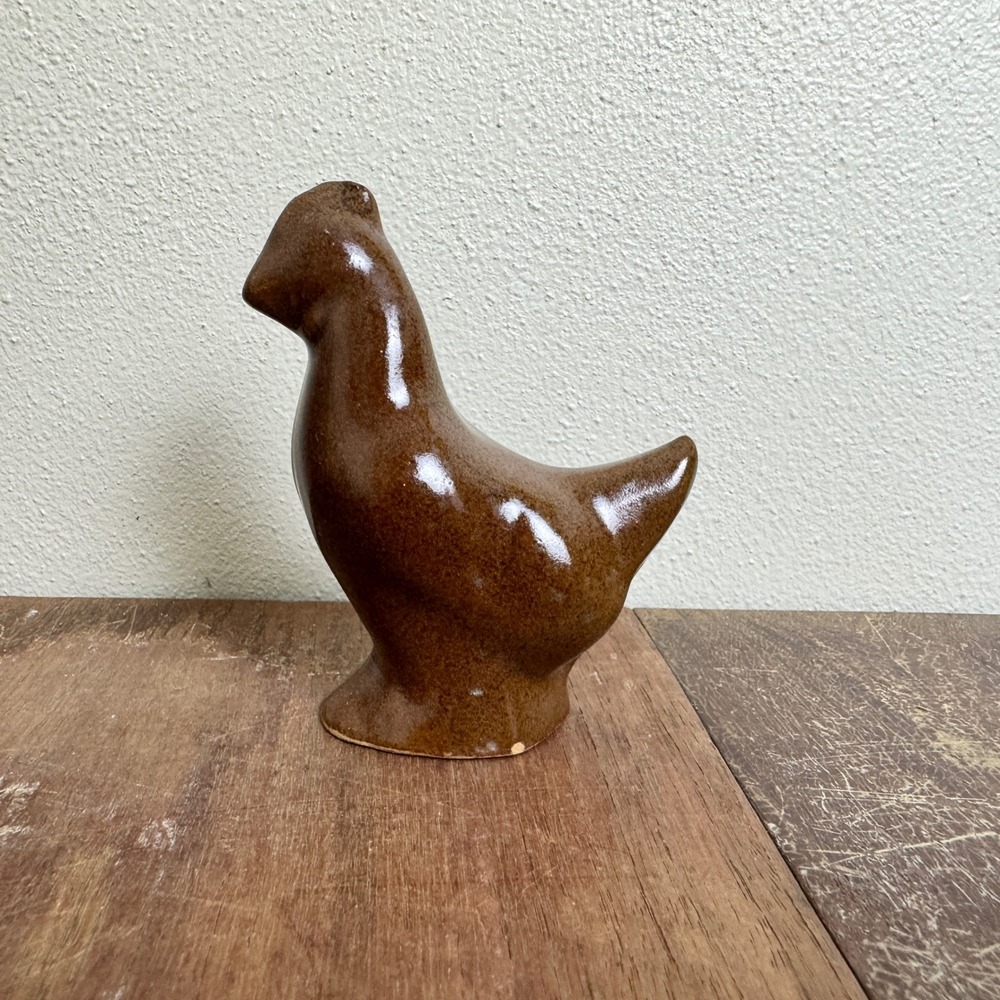 Vintage Brown Ceramic Chicken‎ Figurine Farmhouse Decor Bird Statue